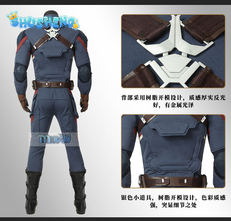 Film Avengers:Endgame Cosplay Captain America Complete set of combat clothing props jumpsuit for sale in stock