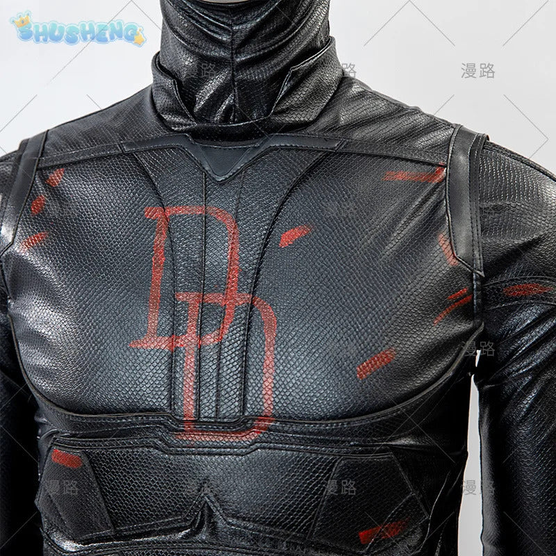 Superhero Matt Murdock Movie Daredevil 2 Cosplay Costume Halloween Men High Quality Leather Tight jumpsuit Gloves Props New Set