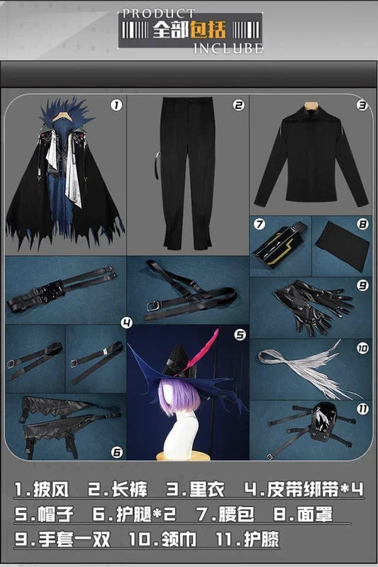 Shusheng Arknights Ulpianus Cape Hat Cosplay Costume Cos Game Anime Party Uniform Hallowen Play Role Clothes Clothing