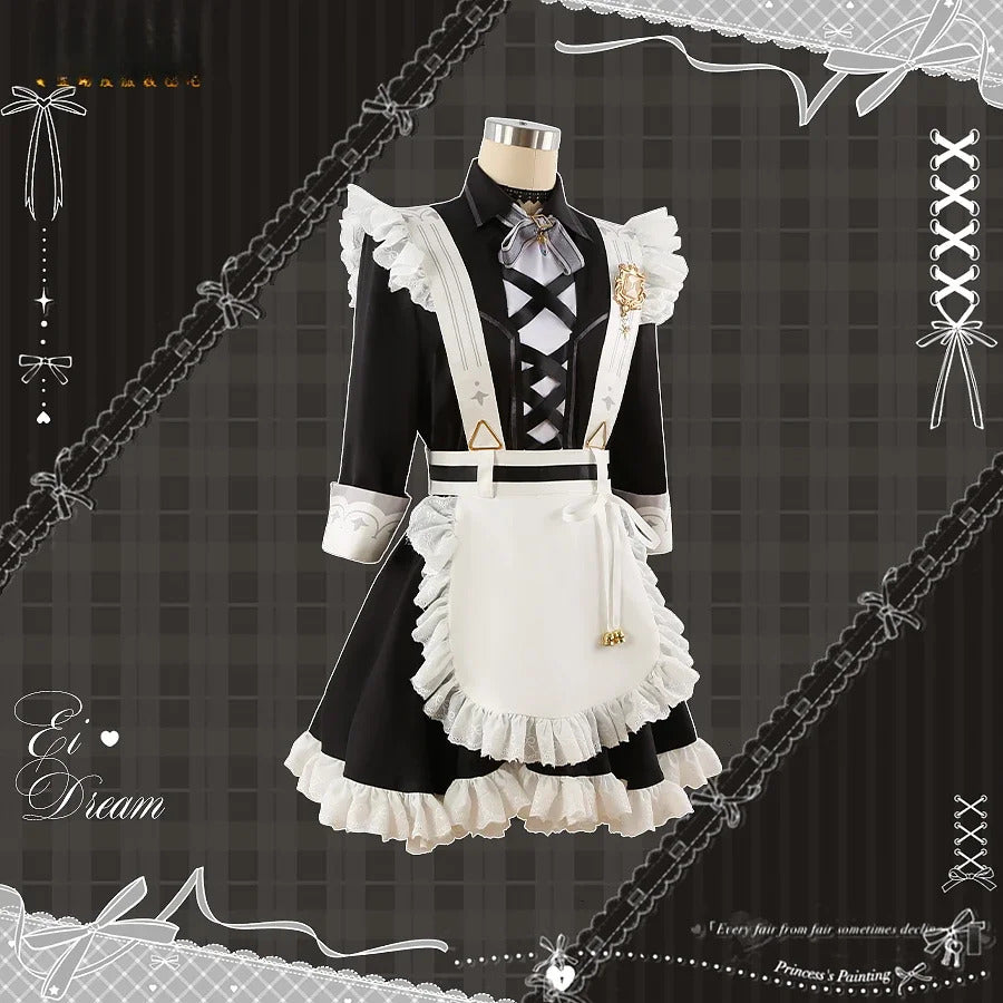 Game Nu: Carnival Eiden Cosplay Costume Sweet Maid Dress Halloween Carnival Lolita Uniform Accessories Prop Woman Man Eiden Set
