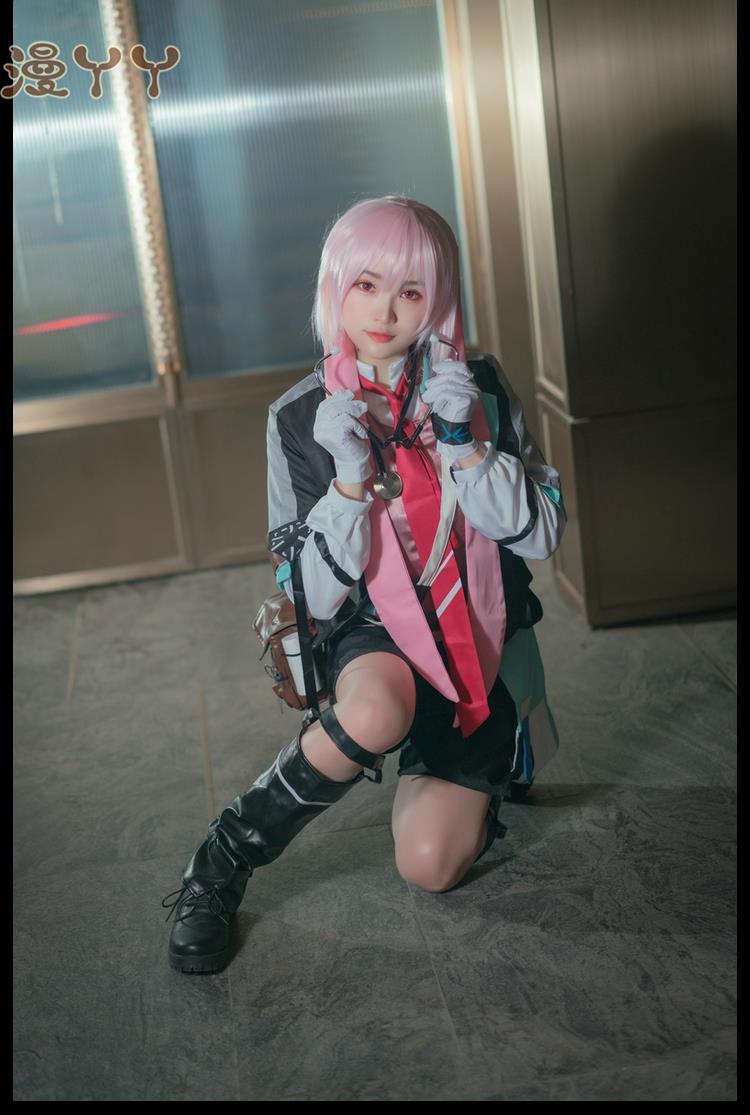 Game Arknights Ansel Cosplay Costume Rhode Island Medical Treatment Doctor Uniform Wig Shoes For Women Men Halloween Cos
