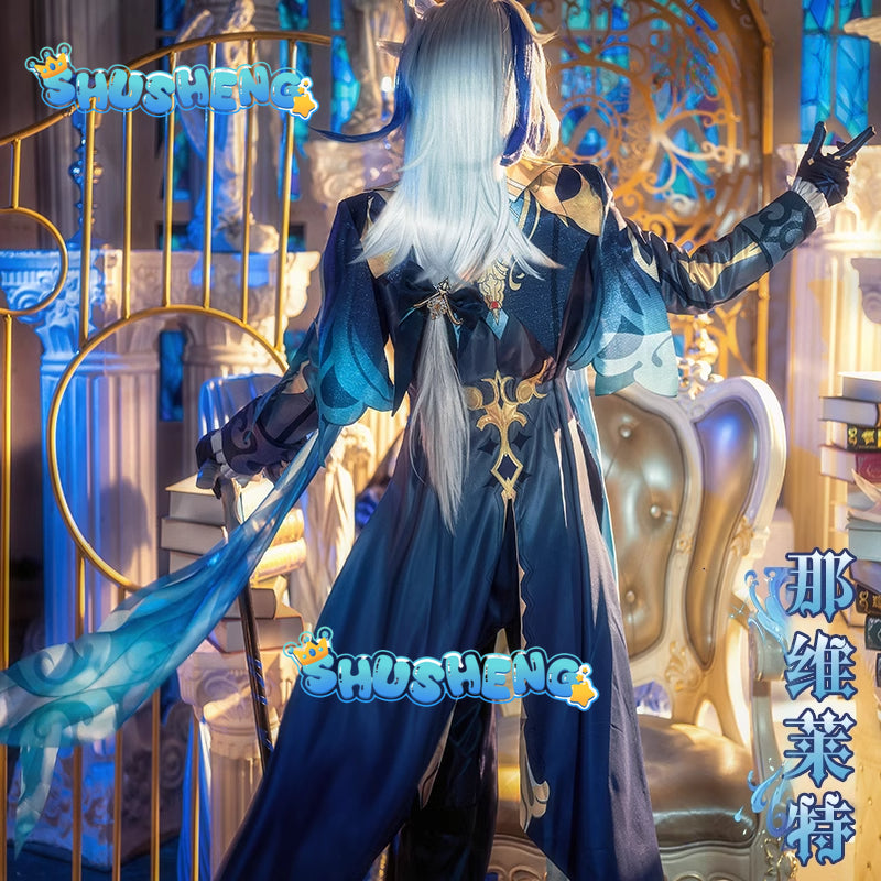 Genshin Impact Neuvillette Cosplay Costume Adult Carnival Uniform Wig Anime Halloween Party Costumes Masquerade Women Game
