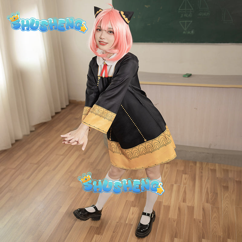 Anya Forger Cosplay Anime SPY X FAMILY Anya Forger Cosplay Costume Dress Wig Girls Women Uniform Halloween Costumes