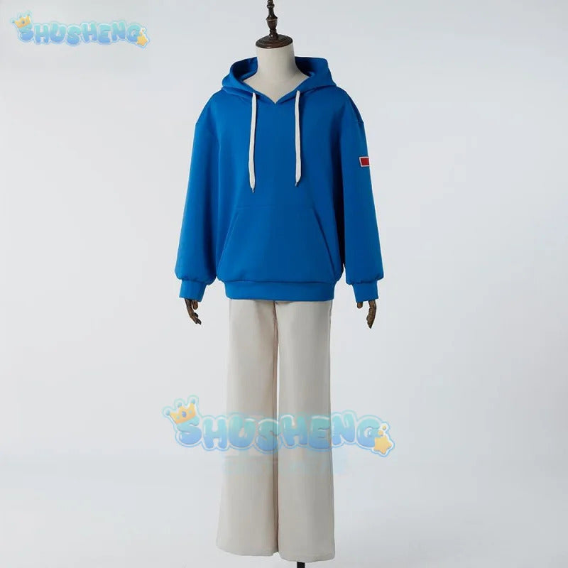 Asakura Shin Cosplay Anime Costume Sakamoto Days Uniform Bule Sweatshirt Leisure Suit Disguise Halloween Party Outfits Men