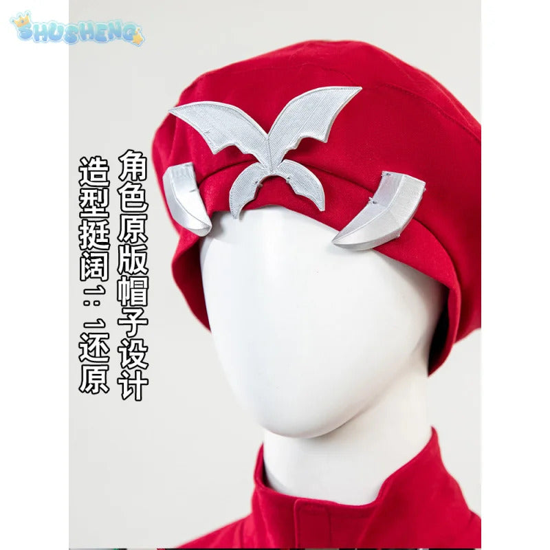 Psylocke Cosplay Rivals Red Ghost Hunter Costume Hat shoes suspender dress gloves socks prop set Halloween women fantasy uniform