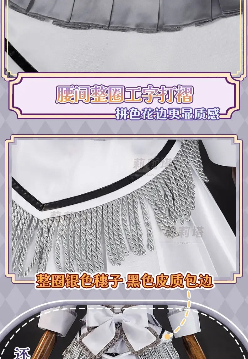 Shusheng-R Tokisaki Kurumi Nightmare Cosplay DATE A LIVE The White Queen Costume Halloween Party Lolita Dress Wig Props Women's Sweet Set