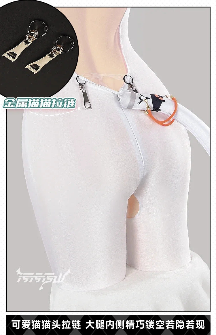 Game Azur Lane Admiral Nakhimov Cosplay Costume Women's sexy white tight fitting clothes tail props wig set Halloween uniform