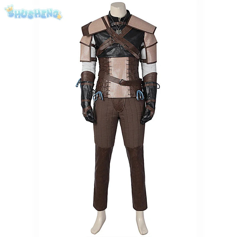 Witcher 3:Wild Hunt Geralt Cosplay Geralt of Rivia Costume Men Vest pants jacket armor belt gloves full set Halloween uniform