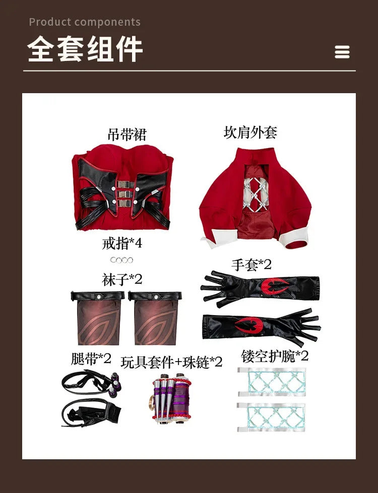 Psylocke Cosplay Rivals Red Ghost Hunter Costume Hat shoes suspender dress gloves socks prop set Halloween women fantasy uniform