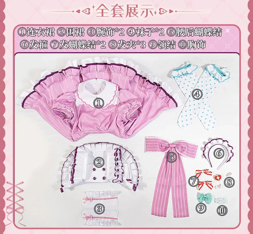 LoveLive!Superstar!!Uehara Ayumu Ruby Kurosawa Wakana Shiki Cosplay Costume Socks Apron Tie Hair Clip Wig Halloween Maid Set
