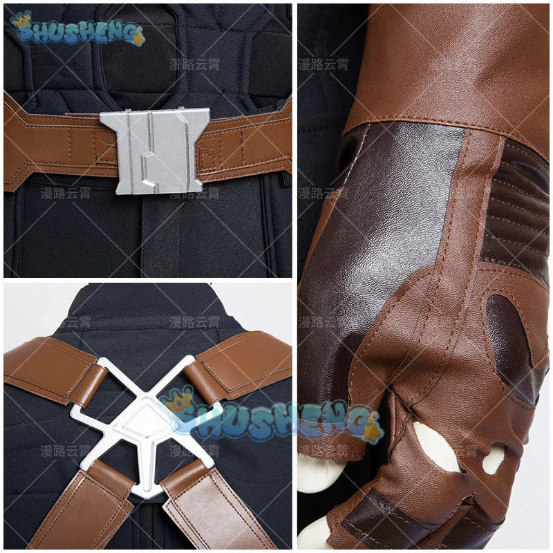 Movie Superhero Steven Rogers Captain Cosplay Hydra Costume Mask Shawl Gloves Pants Waist Bag Shoe Cover Halloween Men Uniform