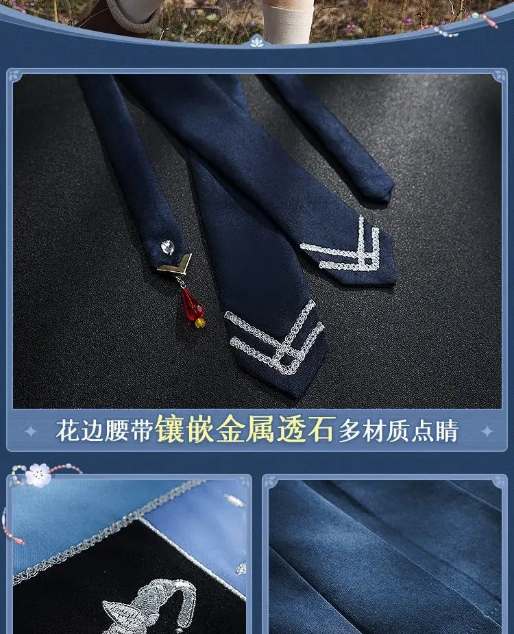 Frieren: Beyond Journey's End Frieren Cosplay Tianshan Snow Costume Halloween Party Sweet Chinese Uniform Dress Prop Wig Set