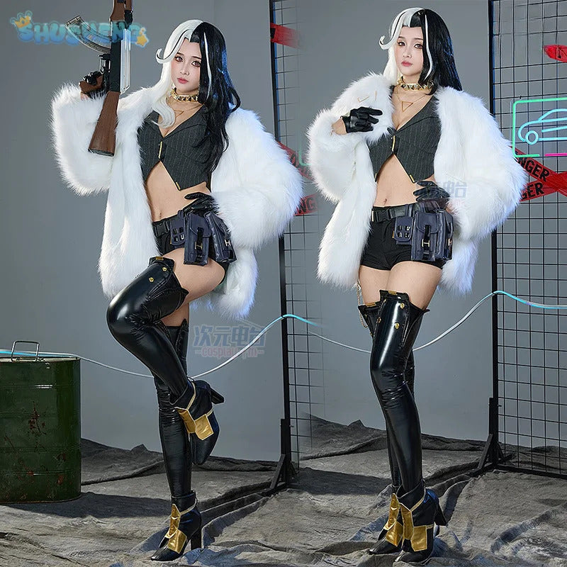 NIKKE:The Goddess of Victory Rosanna Cosplay Costume Halloween Carnival Fashion Coat Leather Pants Accessories Prop Woman Set