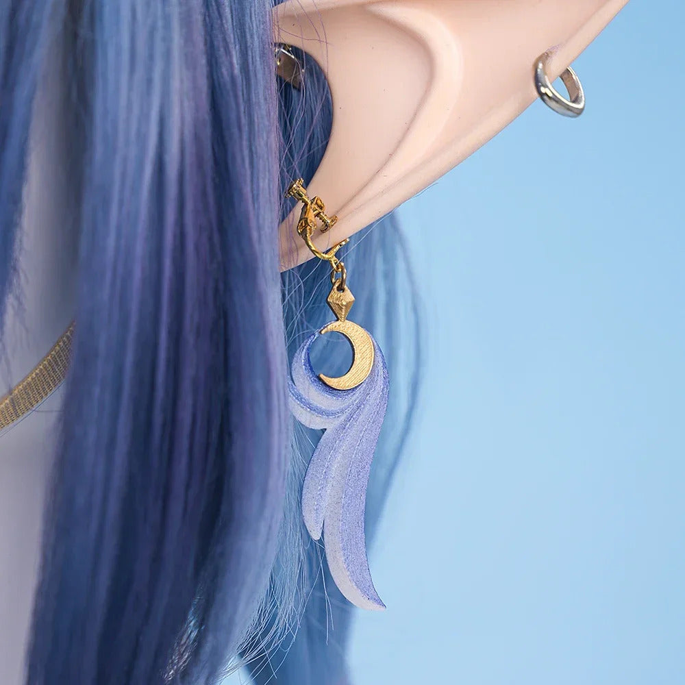 Genshin Impact Lauma Cosplay Costume Dress Uniform Headwear Earrings Frostmoon Scions Halloween Party for Women Girls