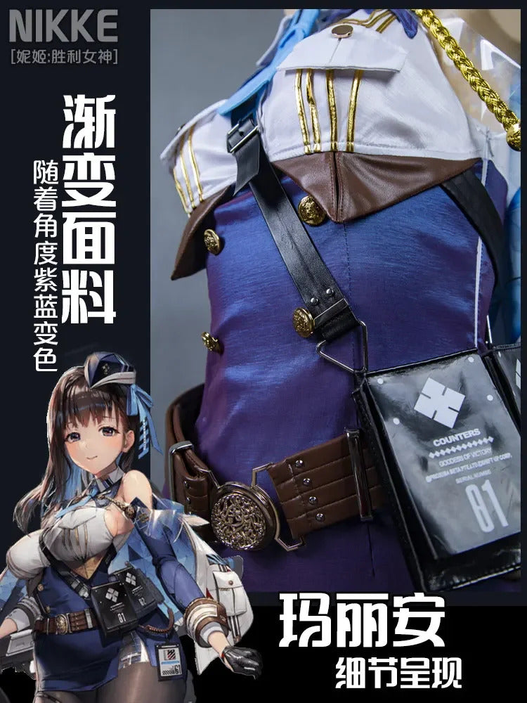 Nikke: Goddess of Victory Cosplay Marianne Costume Marian Women sexy bag buttocks skirt shirt tie hat socks Halloween uniform