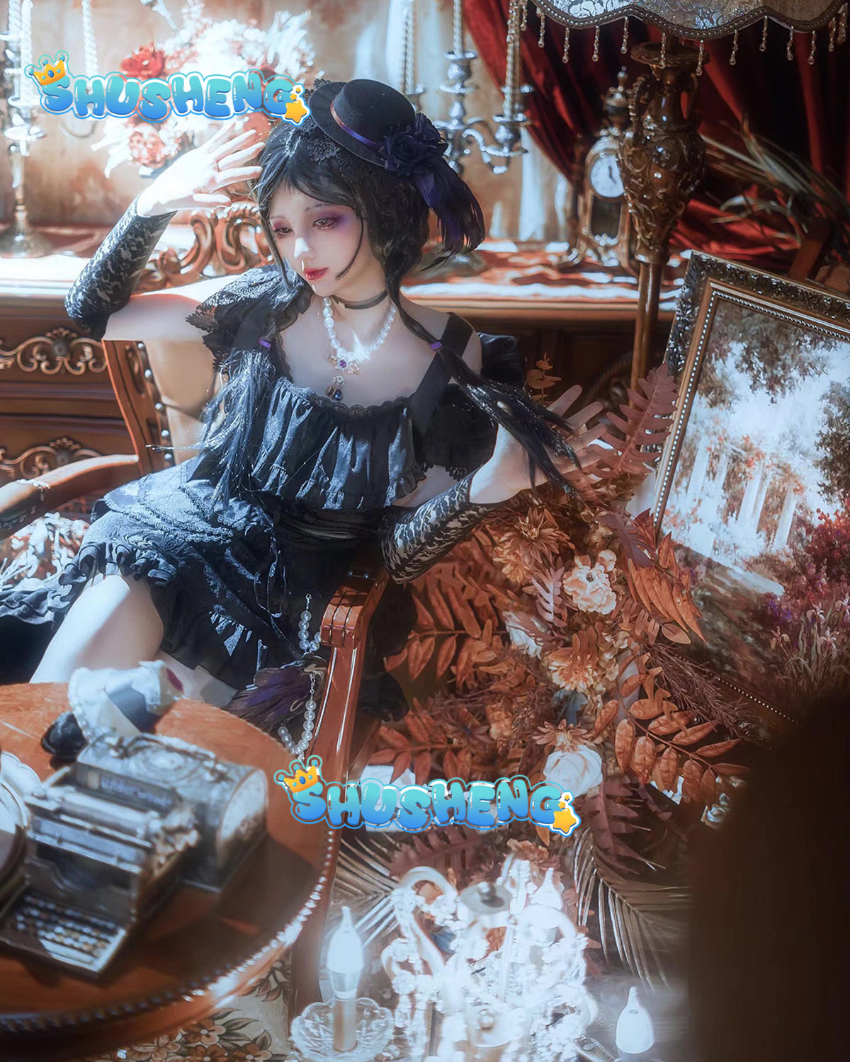 Identity V Anne Lester Toy Merchant Ladies Dresses Cosplay Costume Wig Anime Party Uniform Halloween Role Play Clothes Clothing