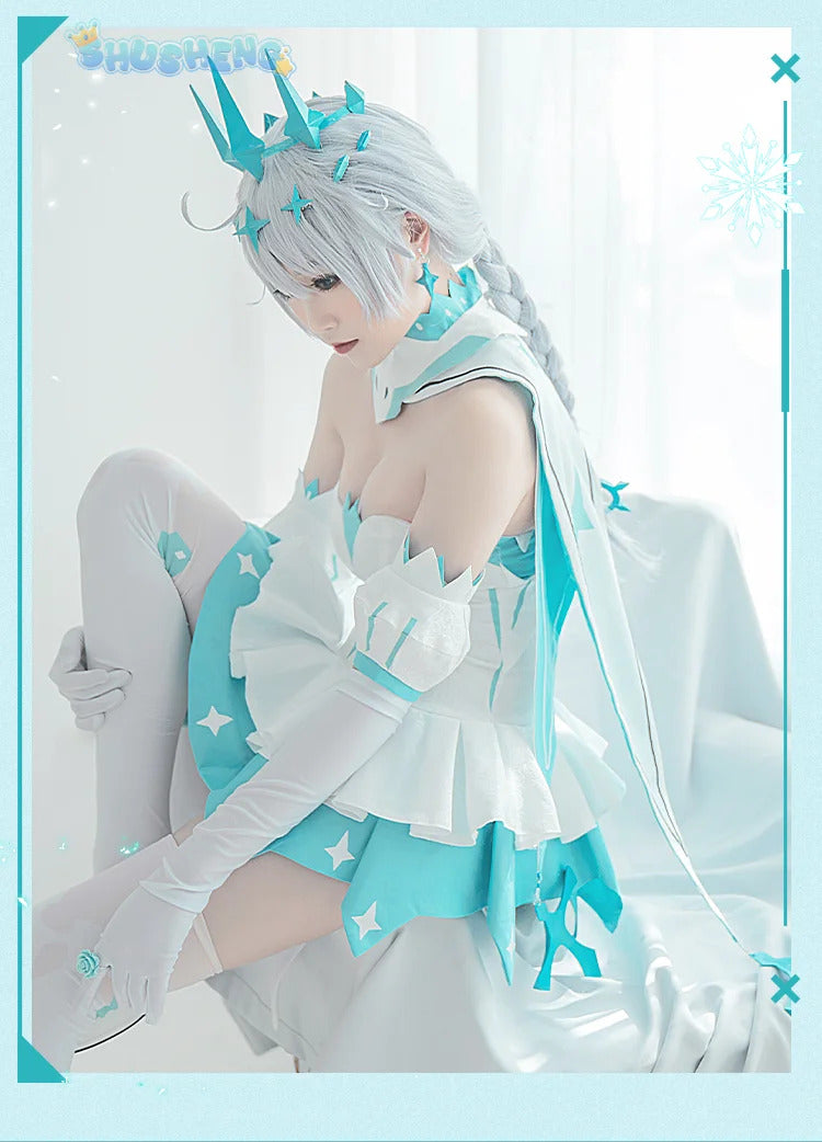 Honkai impact 3rd Kiana kaslana winter Princess cosplay costume cloak and Crown props full set uniform Carnival Halloween set