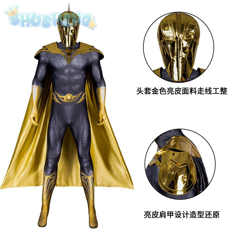 Movie Black Adam Cosplay Teth-Adam Costume Doctor Cos Fate Jumpsuit Headwear Cloak Halloween Party Men Combat Uniform Set
