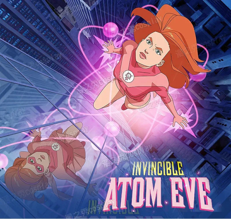 Movie Atom Eve cosplay invincible costume jumpsuit cloak socks shoe set Halloween Party pink Women tight fitting uniform xs-xxxl
