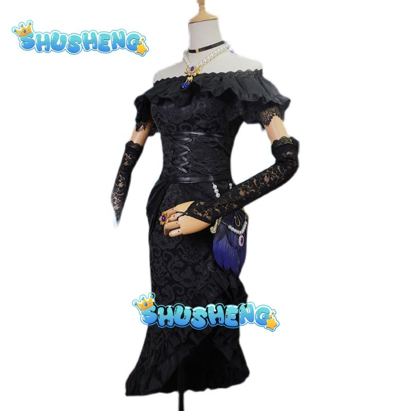 Identity V Anne Lester Toy Merchant Ladies Dresses Cosplay Costume Wig Anime Party Uniform Halloween Role Play Clothes Clothing