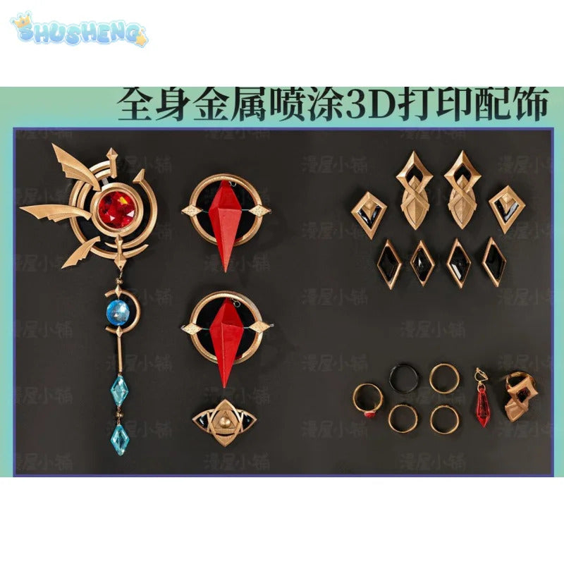 Shusheng-R Game Anaxagoras Honkai: Star Rail Cosplay Costume Halloween Carnival Handsome Coat Gloves Eye Mask Props Wig Men Uniform New Set