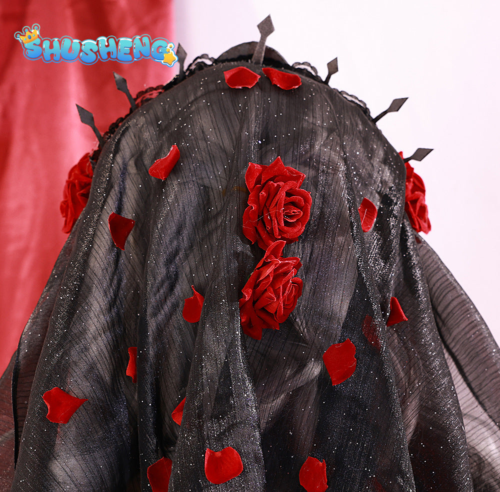 Identity V Ada Mesmer Psychologist Cosplay Night Skin Black Gothic Rose Women Lolita Dress Anime Cospaly Party Suit