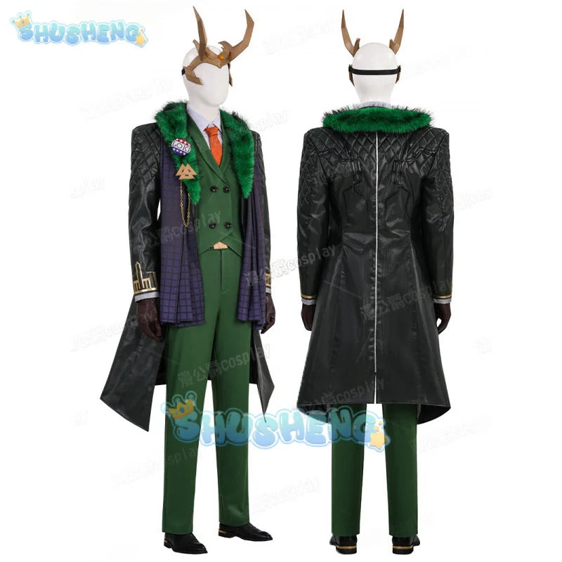 Game Rivals Loki Cosplay Fantasy Battle Suit President Costume Adult Men Roleplay Fantasia Outfits for Halloween