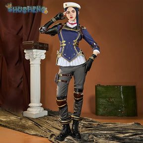 Caitlyn·Kiramman LOL Cosplay Arcane Season 2 costume Hat Shoulder Armor Gloves Leg Bag Set Party Carnival Handsome Woman Uniform