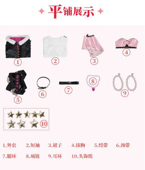 Luo Tianyi  Virtual idol Cosplay Vsinger underground rock Costume Coat dress earring prop set Halloween fashion women uniform