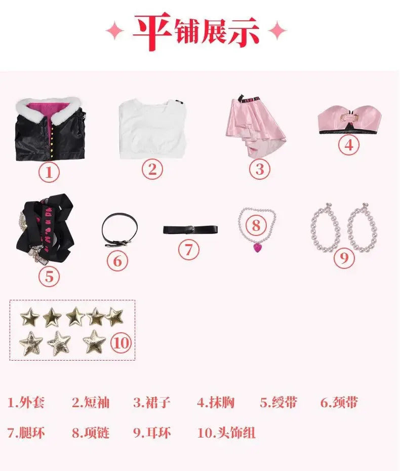 Luo Tianyi  Virtual idol Cosplay Vsinger underground rock Costume Coat dress earring prop set Halloween fashion women uniform