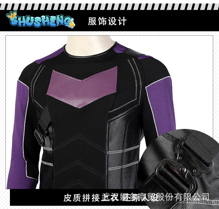 High Quality Halloween Carnival Clint Barton Costume Cosplay Superhero Hawk Armor Outfit Arrow Quiver Party Suit