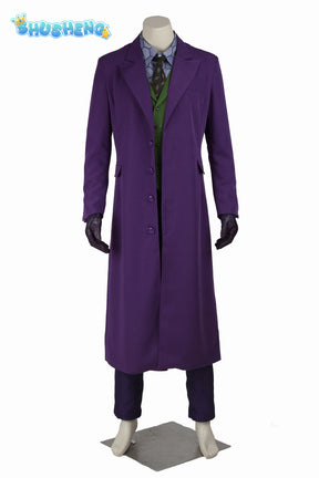 The Dark Knight  Joker Cosplay Purple Jacket Uniform for Adult Costumes Clown Heath Ledger Suit Dress Up Party