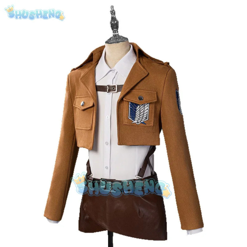 Attack on Titan‌ Eren Mikasa Levi Armin Hange Historia Reiss Cosplay Costume Scout Regiment‌ Uniform Halloween Carnival Party