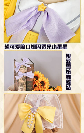 Anime Game Identity V Cosplay Anne Lester Toy Merchant Costume Shimmer Wig Yellow Dress Lolita Girls Halloween Suit Customized