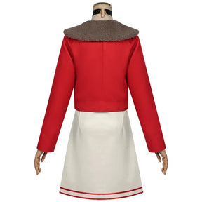Anime dandadan Momo Ayase cosplay red costume coat dress socking earrings Hallowmas carnival play role clothes clothing