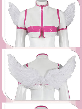 Lilysa Amano Liliel Cosplay Costume Wig Skirt Anime 2.5 Dimensional Seduction Uniform Wings Headwear Halloween Party for Women
