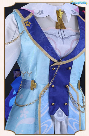 Genshin Impact Kamisato Ayaka New Skin Cosplay Costume Ayaka New Outfits Springbloom Missive Dress Hat Fan Ayaka Dress