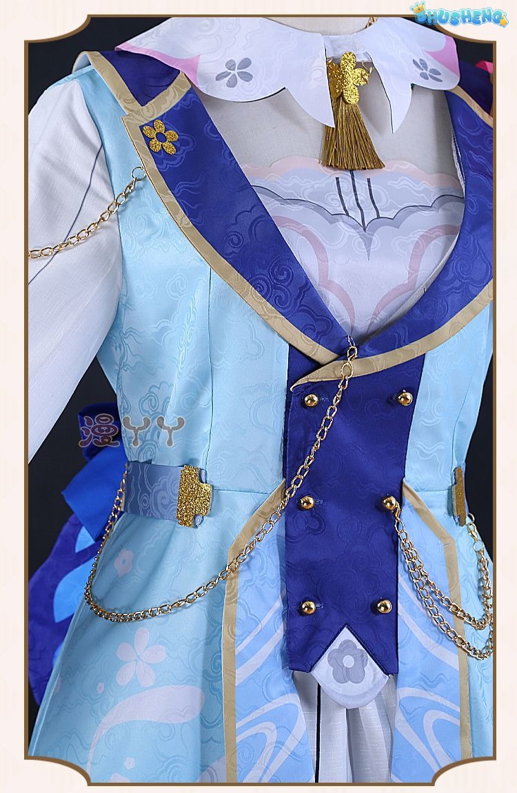 Genshin Impact Kamisato Ayaka New Skin Cosplay Costume Ayaka New Outfits Springbloom Missive Dress Hat Fan Ayaka Dress