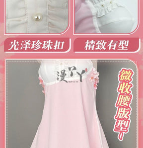 Anime Yosuga No Sora Kasugano Sora Cosplay Costume Girl Sweet Lolita Dress Pajamas Summer Nightgown Ruffle Nightwear Clothes