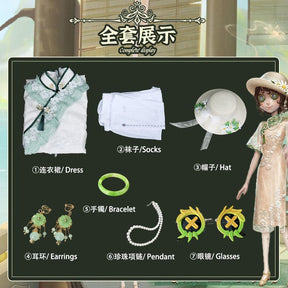 Identity V Emma Woods Cosplay Costume Gardener Hat Bag Outfit Cos Clothing Full Set West Lake Cheongsam Role Play
