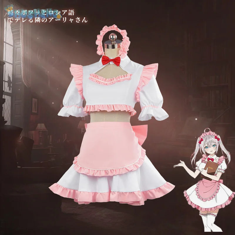 Anime Roshidere Alya Alisa Mikhailovna Kujou Cosplay Maid Costume Wig Yuki Suou Dress Maid Skirt Ayano Kimishima Halloween Women