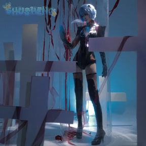 Ayanami Rei cosplay anime Eva costume sexy black leather jumpsuit accessory set Halloween Christmas Ayanami Rei woman uniform