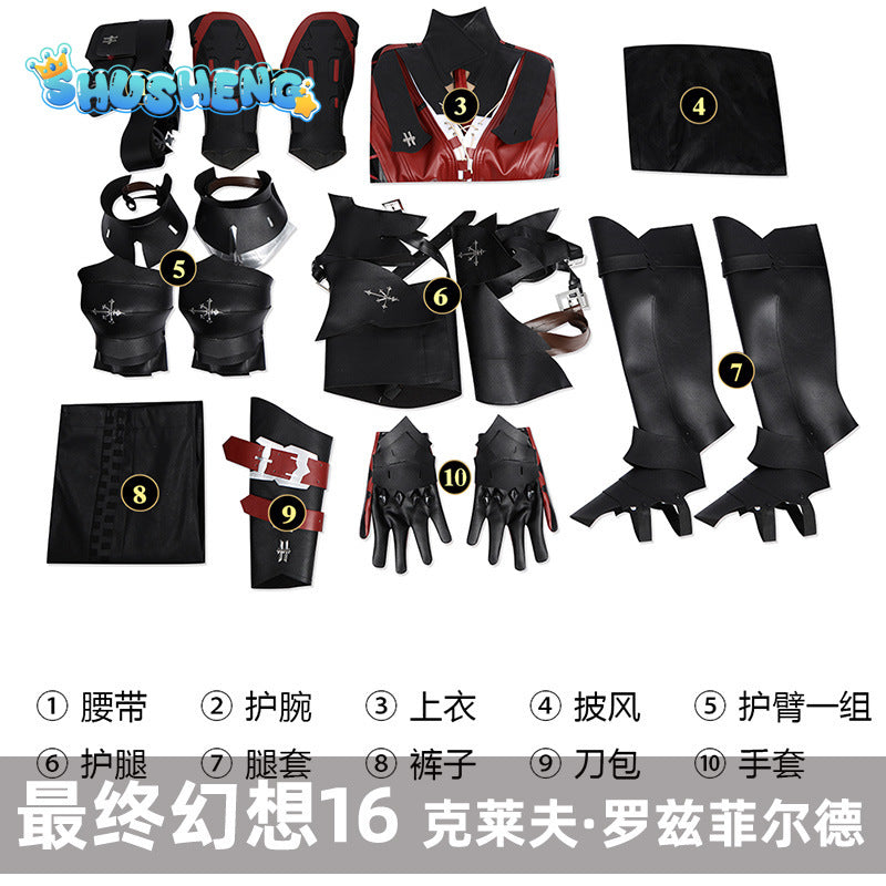 Final Fantasy XVI Clive Rosfield Cosplay Costume FF16 Clive Cosplay Battle Suit Men Halloween Carnival Party Suit Custom Made