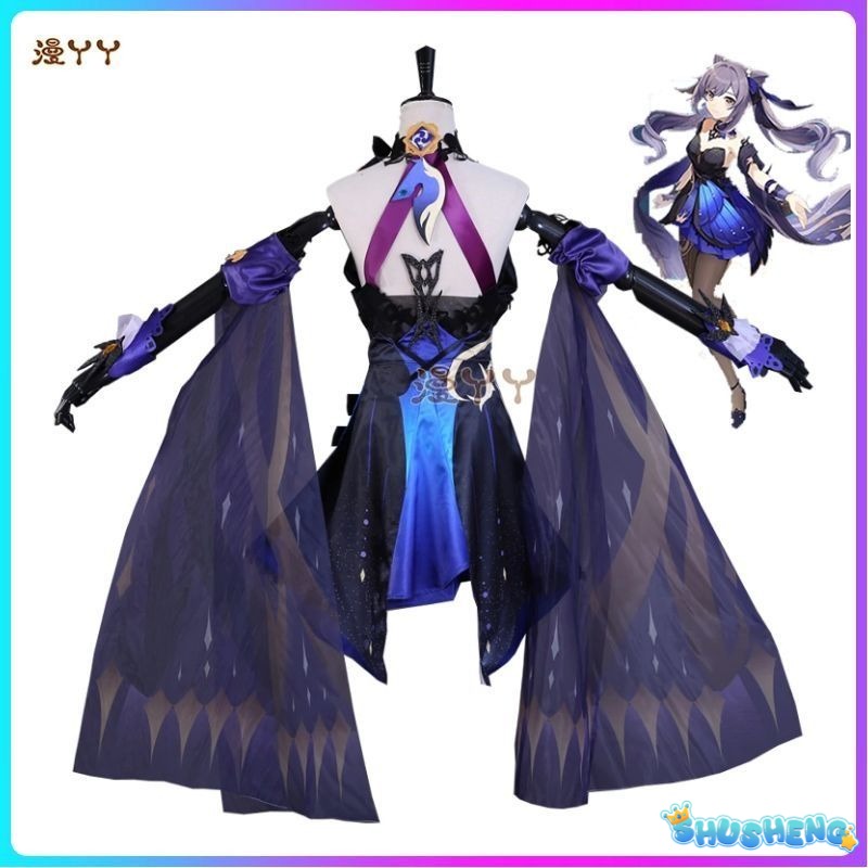 Genshin Impact New Skin Keqing Cosplay Costume Uniform Wig Anime Chinese Style Halloween Costumes Game Opulent Splendor