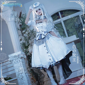 Shusheng-R Tokisaki Kurumi Nightmare Cosplay DATE A LIVE The White Queen Costume Halloween Party Lolita Dress Wig Props Women's Sweet Set