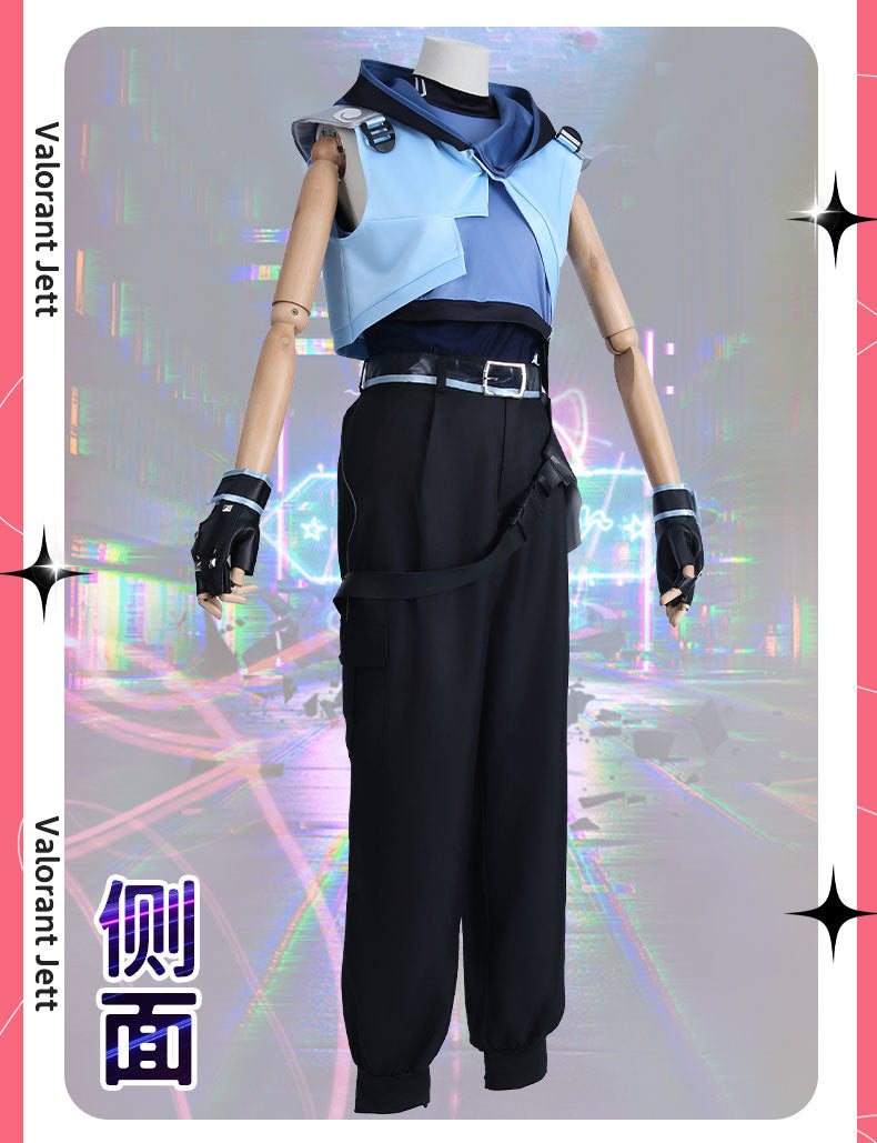 Valorant Jett Cosplay Costume Women Halloween Outfits Full Set Uniform Suit Party Role Play Clothing