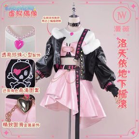 Luo Tianyi  Virtual idol Cosplay Vsinger underground rock Costume Coat dress earring prop set Halloween fashion women uniform