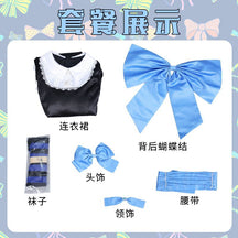 Stocking Anarchy Cosplay Panty & Stocking Black Dress Uniform Long Blue Halloween Party Outfits for Women