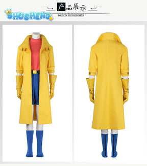 Adult Sexy Female X Police 97 Man Jubilation Lee Jubilee Halloween Carnival Cosplay Costume Yellow Trench Coat