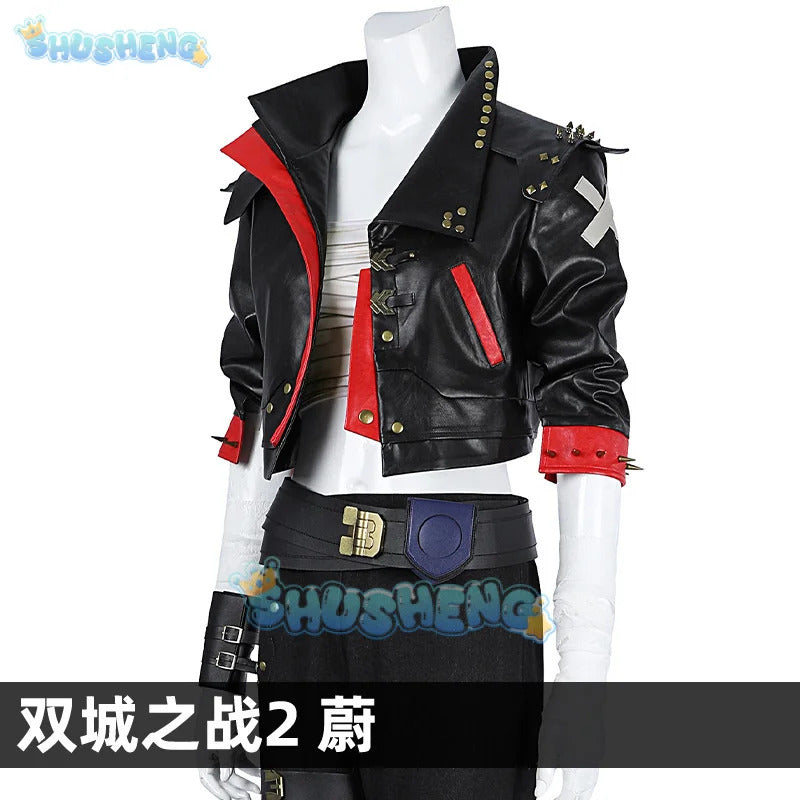 Arcang2 lol VI cosplay costume leather coat men women uniform suit Halloween party Carnival role play outfits Shusheng